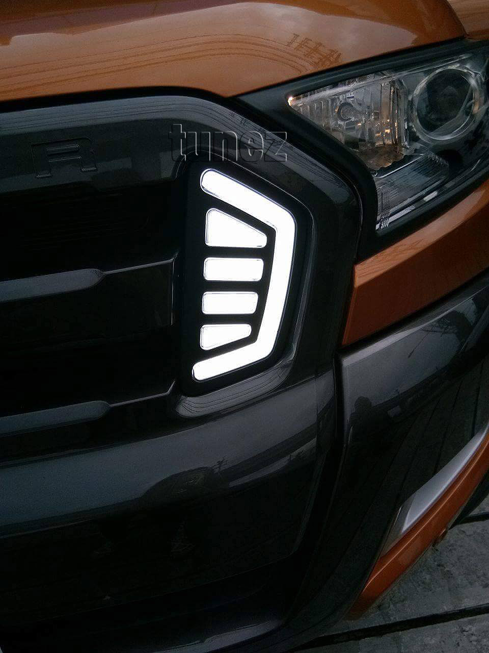 DRL06 Ford Ranger PX2 PX 2 MK2 Series MKII T6 Wildtrak XL XLS XLT Limited 2 LED Light UK United Kingdom USA Australia Europe Daytime Day Running Light DRL Day-Running-Light Lamp Front Lights Light White For Car Aftermarket Pair 2015 2016 2017 2018 Limited2 Limited Grill