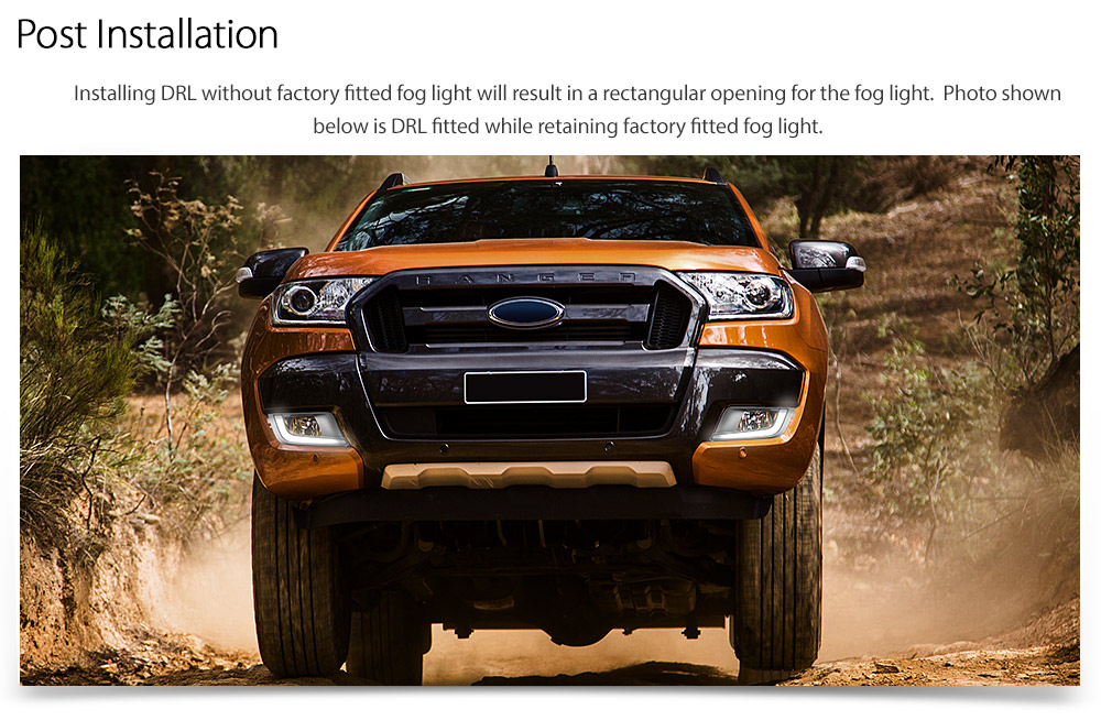 DRL15 COB Chip On Board Ford Ranger PX2 PX 2 MK2 Series MKII T6 Wildtrak XL XLS XLT LED Fog Light UK United Kingdom USA Australia Europe Daytime Day Running Light DRL Day-Running-Light Lamp Front Lights With Turn Signal Light Amber White For Car Aftermarket Pair 2015 2016 2017 2018 Limited2 Limited 