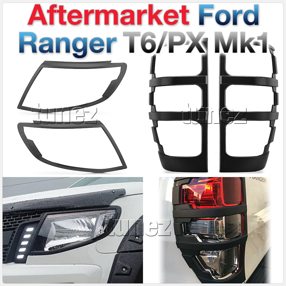 FRM16 Ford Ranger PX MK1 MKI T6 Wildtrak XL XLS XLT Limited2 Limited 2 LED Smoked Tail Rear Lamp Lights Cover Guard Protector For Car Smoke AT Taillights Rear Lamp Light Aftermarket Pair Set 2011 2012 2013 2014 2015 Pre-facelift FX4 Raptor Rhino Matte Matt Black Edition Cobra