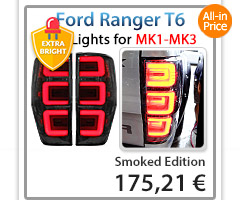 FRR03 Ford Ranger PX T6 MK1 MK2 Smoke 3 Three LED Tail Rear Lamp Lights