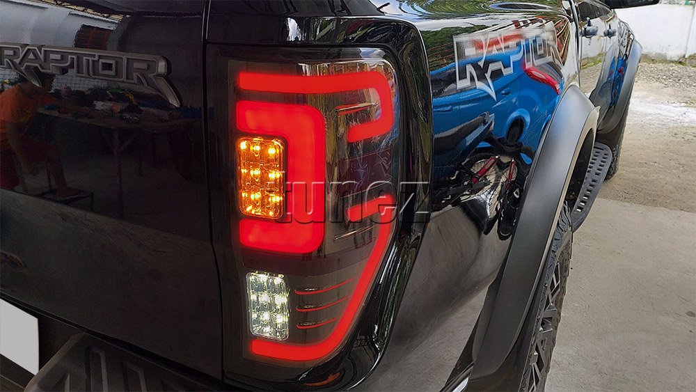 FRR11 Ford Ranger PX T6 Raptor Smoked Smoke F-150 F150 Black Edition Styled Three LED Tail Rear Lamp Lights For Car Autotunez Tunez Taillights Rear Light OEM Aftermarket Pair Set 2018 2019 2020 2021 OEM Manufacturer Premier Series 1-Year 12-month Warranty Style Look 2.0 Bi Turbo CDI Bi-Turbo