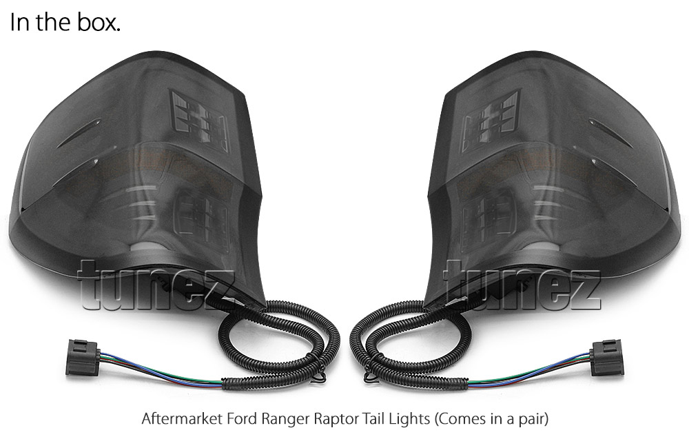 FRR11 Ford Ranger PX T6 Raptor Smoked Smoke F-150 F150 Black Edition Styled Three LED Tail Rear Lamp Lights For Car Autotunez Tunez Taillights Rear Light OEM Aftermarket Pair Set 2018 2019 2020 2021 OEM Manufacturer Premier Series 1-Year 12-month Warranty Style Look 2.0 Bi Turbo CDI Bi-Turbo