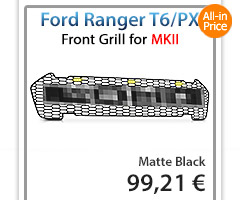 GFR03 Ford Ranger BBQ Grille MK2 MKII T6 PX PX2 2015 2016 2017 2018 Post-Facelift Wildtrak XL XLS XLT Limited 2 Limited2 LED ABS Material Red Matte Matt Black 3 Yellow Amber LED OEM Raptor Aftermarket