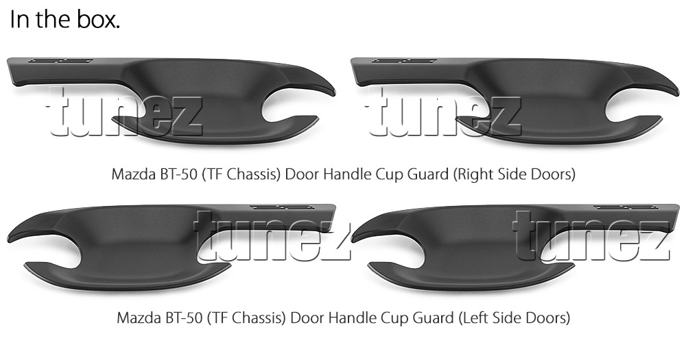 MBM03 Mazda BT-50 BT50 TF Chassis GT SP Thunder XS XT XTR Tunez UK United Kingdom USA Australia Europe Matte Matt Black Door Handle Cup Bowl Guard Protector Cover Front Rear Side For Car Aftermarket Set 2020 2021 2022 2023 2024 2025 2026 2027 2028