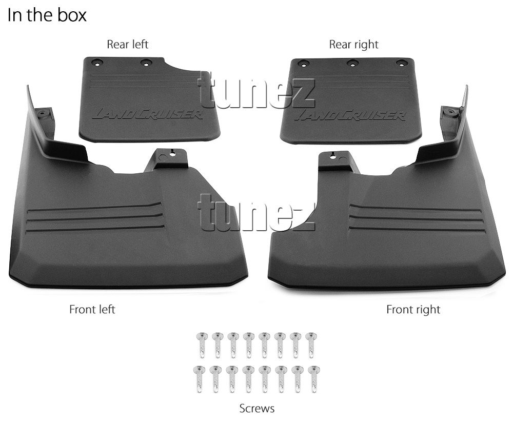 MGTLC01 Toyota Land Cruiser Pickup J79 J70 70 series LandCruiser Single Cab Aftermarket Pair 2011 2012 2013 2014 2015 2016 2017 2018 Mudguard Mudflap Mud Flap Guard Splash Front Left Right Rear 4 Pieces Set Complete