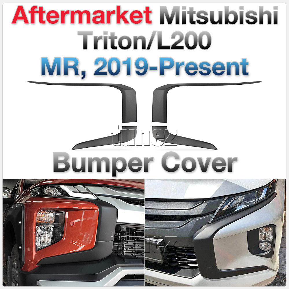 MTLM16 Mitsubishi Triton L200 5th Generation Gen Post-facelift Facelift Year 2018 2019 2020 2021 MR Chassis GLX + GLS Barbarian Warrior Titan Challenger Matt Matte Material Black OEM Fitting Aftermarket Front Bumper Chrome Delete Bumper Cladding Cover Guard Protector