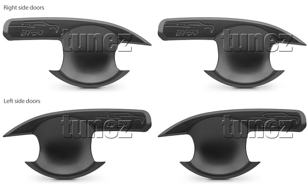 MUPM01 Mazda BT-50 BT50 UP UR Series GT XT XTR Hi-Rider Tunez UK United Kingdom USA Australia Europe Matte Matt Black Door Handle Cup Bowl Guard Protector Cover Front Rear Side For Car Aftermarket Set 2012 2013 2014 2015 2016 2017 2018 2019 2020