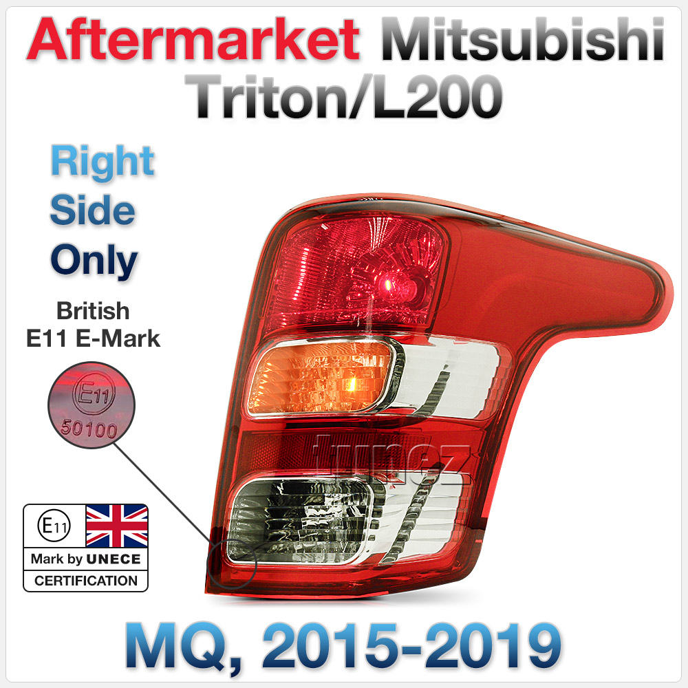 RLMT01P RLMT01 Mitsubishi Triton L200 Fiat Fullback MQ 5th Generation Gen Series GLX GLS GLX+ Blackline Exceed Barbarian Warrior Titan Challenger 2015 2016 2017 2018 2019 2020 Replacement E11 E-Mark EMark OEM Standard Original Replace A Pair Set Left Right Side Lamp ABS Front Back Rear Tail Light Lamp Head Headlight Taillights UK United Kingdom USA Australia Europe Set Kit For Car Aftermarket