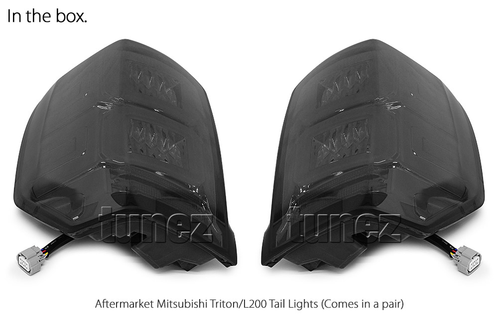 RLMT05 Mitsubishi Triton L200 Strada Fiat Fullback MR 5th Generation Gen Series GLX GLS GLX+ Blackline Exceed Barbarian Warrior Titan Challenger 2019 2020 2021 2022 Styled Three LED Tail Rear Lamp Lights For Car Autotunez Tunez Taillights Rear Light OEM Aftermarket Pair Set Turn Signal Sequential Indicators OEM Manufacturer Premier Series 1-Year 12-month Warranty Land Rover Style Look