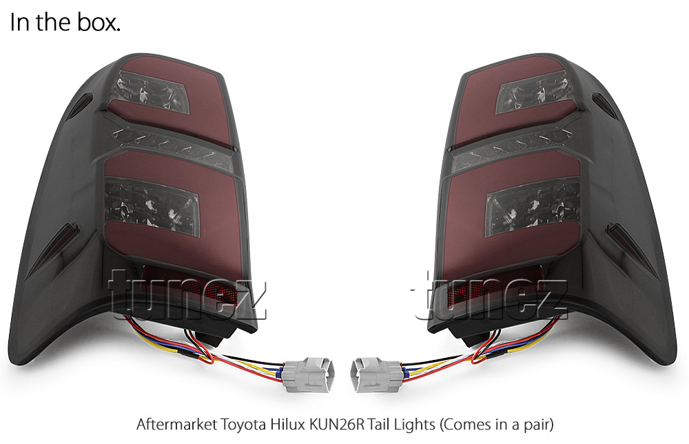 RLTH06 Toyota Hilux 7th Generation Gen 2004 2005 2006 2007 2008 2009 2010 2011 2012 2013 2014 2015 SR SR5 Workmate Invincible Icon Active SR SR5 Workmate Smoked Transparent LED Smoked LED COB Tail Rear Lamp Sequential Turn Signal Lights For Car Smoke AT Taillights Rear Lamp Light Aftermarket Pair