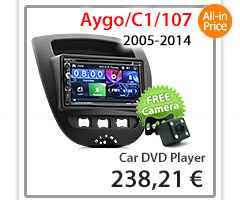 TAY03DVD 7-inch Aftermarket Toyota Aygo Citroen C1 Peugeot 107 1st Generation AB10 Year 2005 2006 2007 2008 2009 2010 2011 2012 2013 2014 Universal Direct Loading design car DVD USB SD player MP3 Album Art ID3 Tag RDS radio stereo head unit details AUX-in Aftermarket External and Internal Microphone Bluetooth RMVB MP4 AVI MKV 1080p Full High Definition FHD Free Reversing Camera UK United Kingdom Fascia Kit ISO Plug Wiring Harness Steering Wheel Control buttons Double DIN Patch Lead Connects2